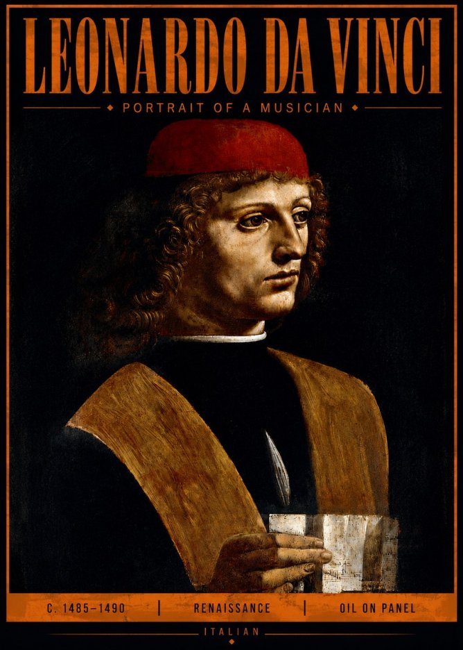 Leonardo da Vinci Portrait of a Musician No4 - Plakat