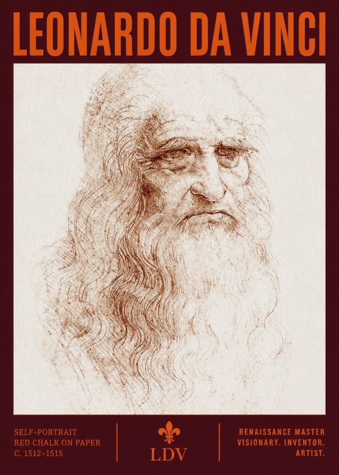 Leonardo da Vinci Self-portrait II No3 - Plakat