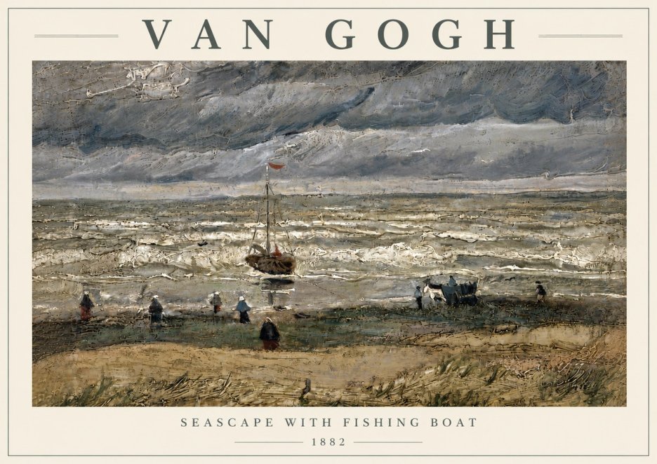 Van Gogh Seascape with Fishing Boat No6 - Plakat