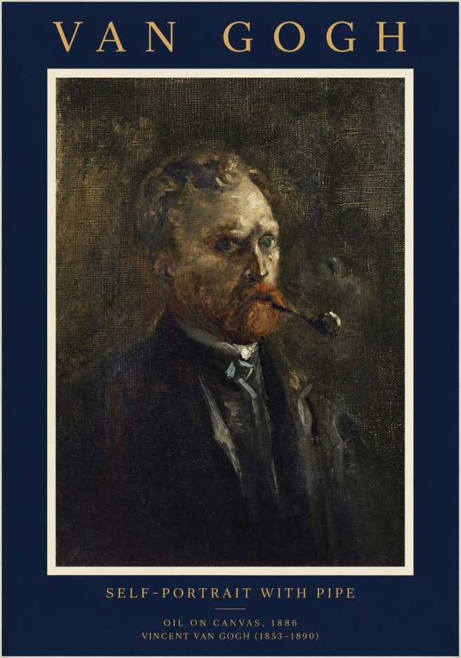 Van Gogh Self-portrait with Pipe No1 - Plakat