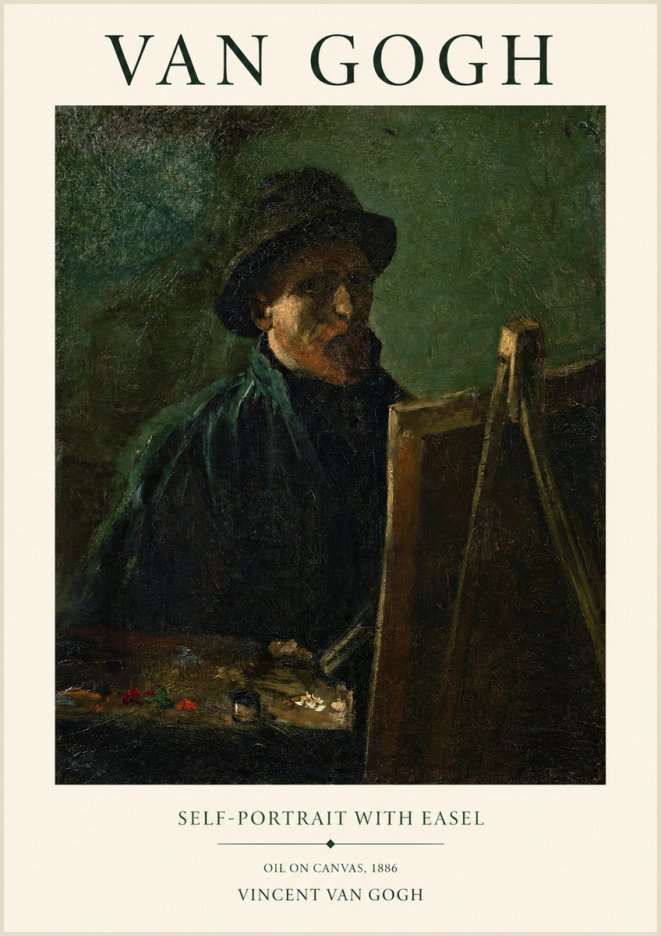 Van Gogh Self-portrait with Easel II No1 - Plakat