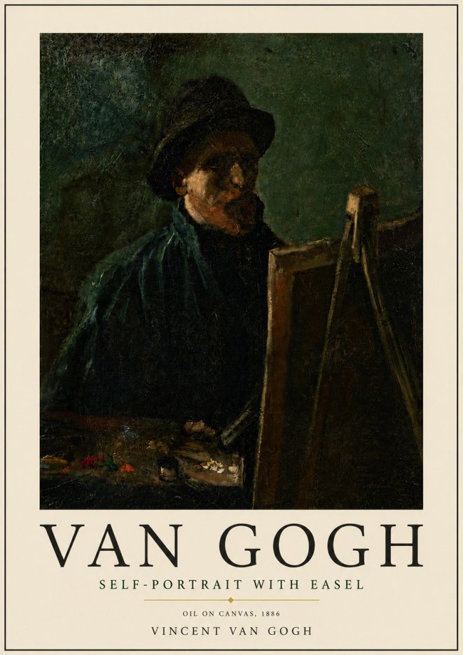 Van Gogh Self-portrait with Easel II No6 - Plakat