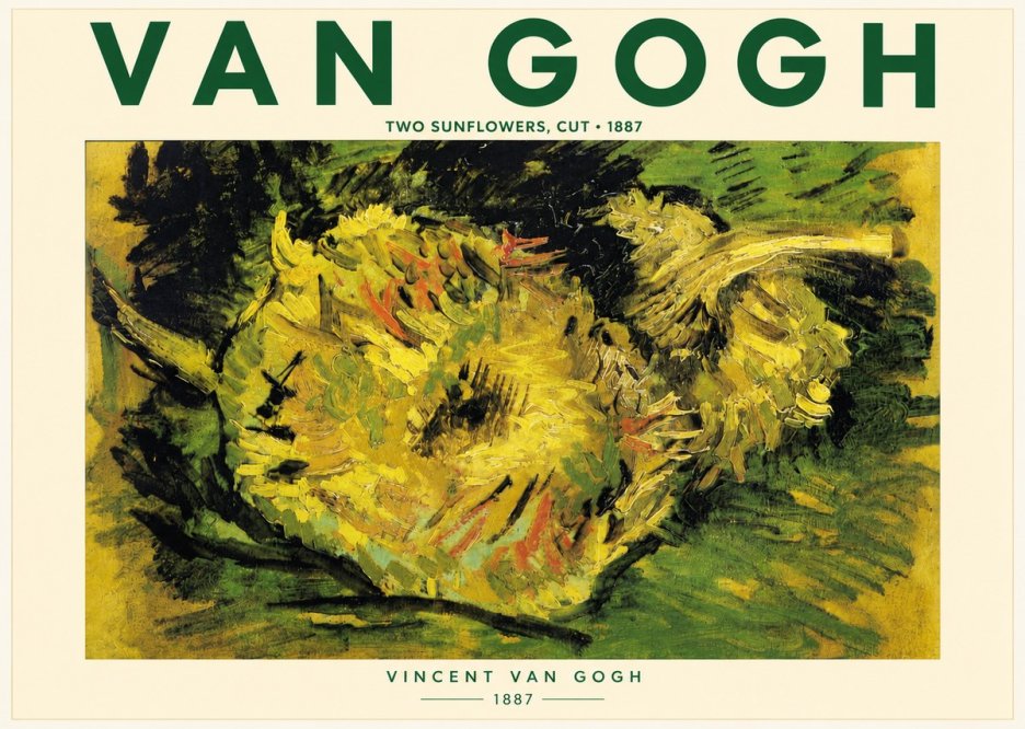 Van Gogh Two Sunflowers, Cut No4 - Plakat