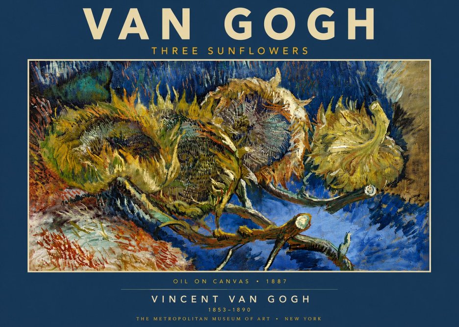 Van Gogh Three Sunflowers No5 - Plakat