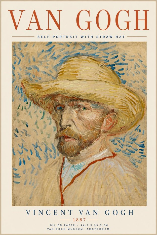Van Gogh Self-portrait with Straw Hat II No6 - Plakat