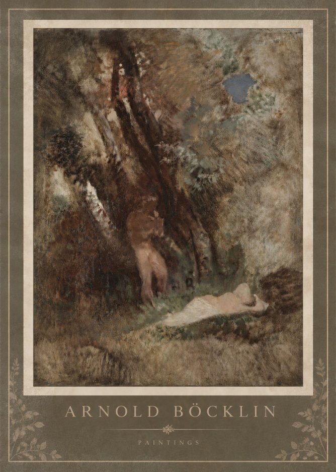 Arnold Böcklin Pan Frightening a Nymph No4 - Plakat