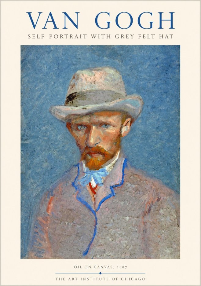 Van Gogh Self-portrait with Grey Felt Hat II No1 - Plakat