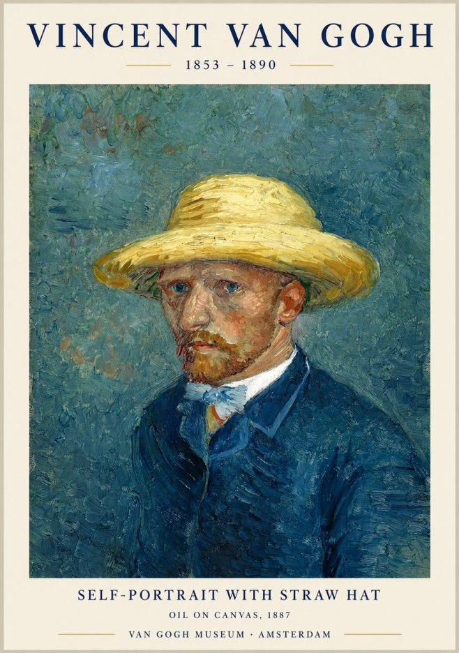 Van Gogh Self-portrait with Straw Hat III No1 - Plakat