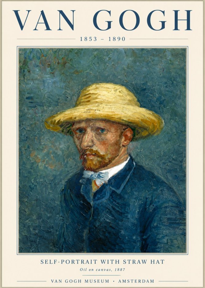 Van Gogh Self-portrait with Straw Hat III No6 - Plakat