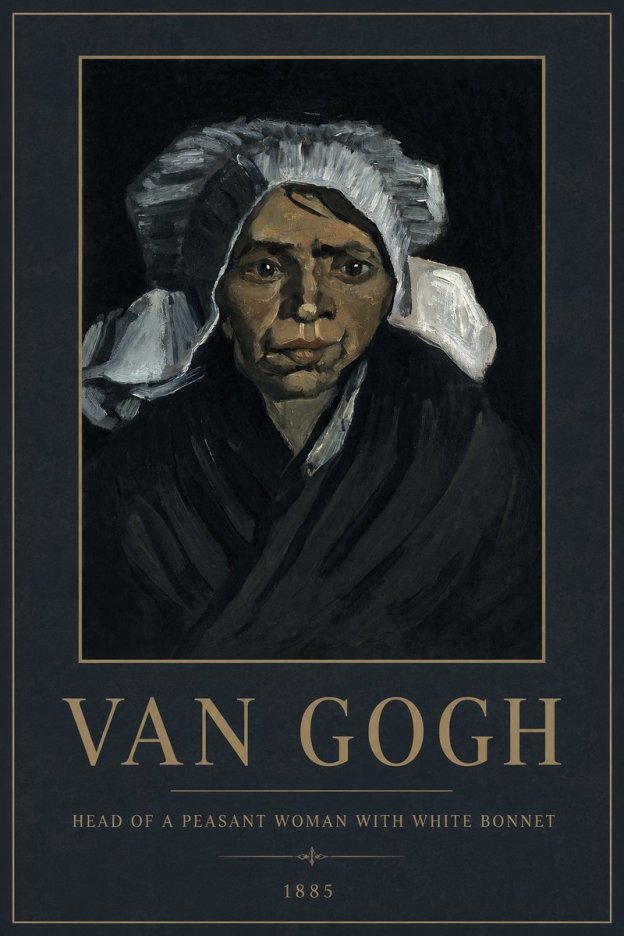 Van Gogh Head of a Peasant Woman with White Bonnet No2 - Plakat