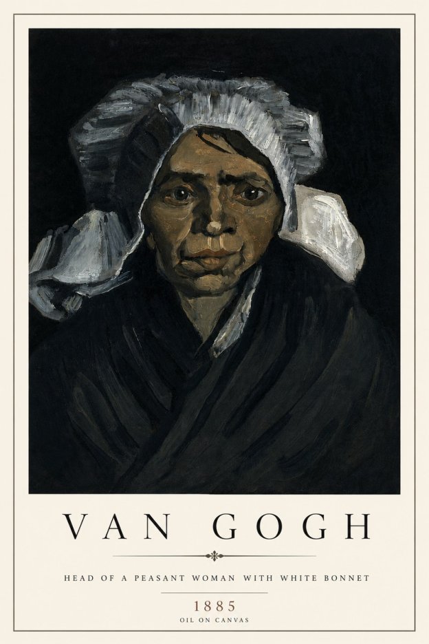 Van Gogh Head of a Peasant Woman with White Bonnet No4 - Plakat