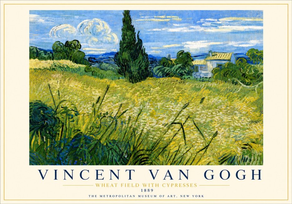 Van Gogh Wheat Field with Cypresses No5 - Plakat