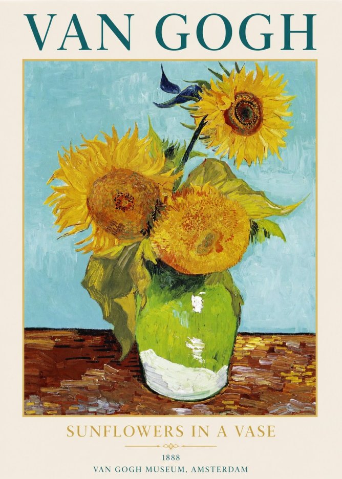 Van Gogh Sunflowers in a Vase No1 - Plakat