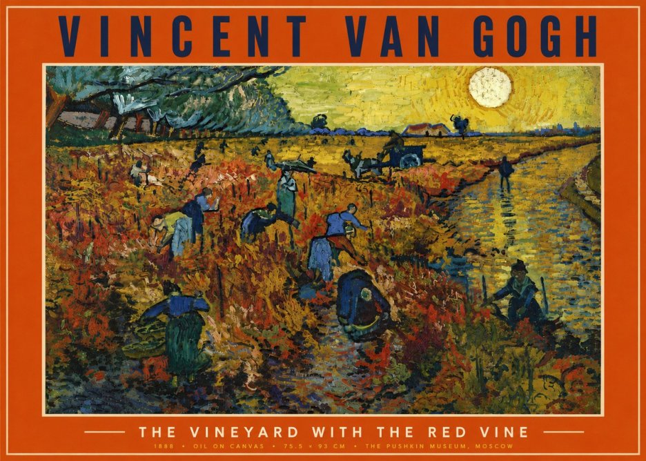 Van Gogh The Vineyard with the Red Vine No5 - Plakat