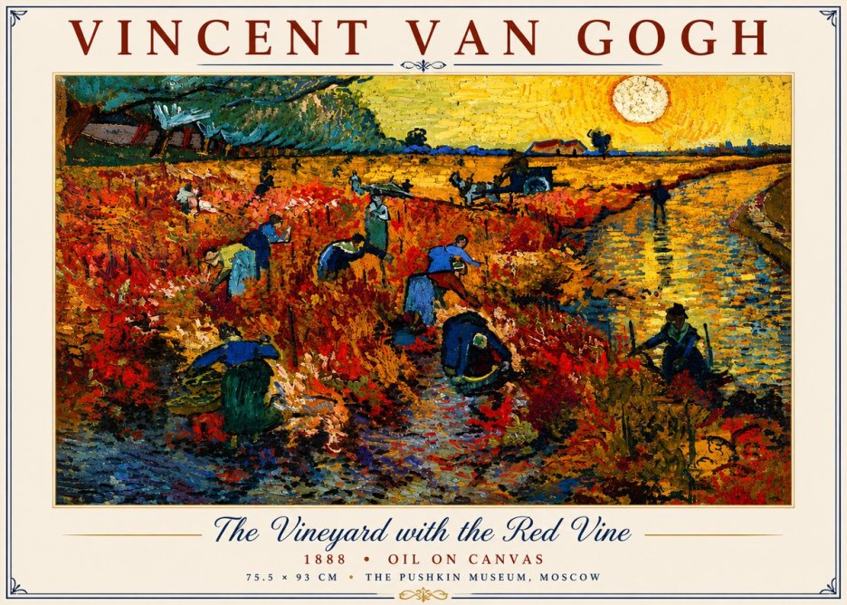 Van Gogh The Vineyard with the Red Vine No6 - Plakat