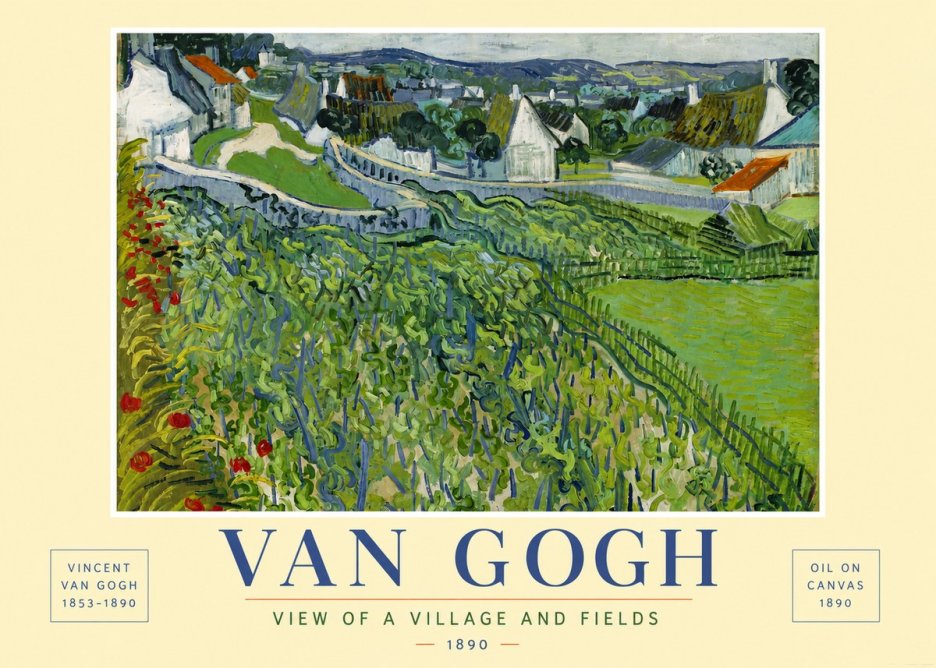 Van Gogh View of a Village and Fields No6 - Plakat
