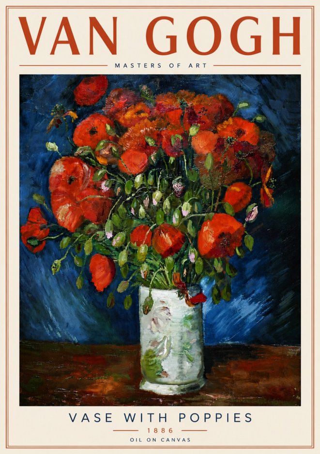 Van Gogh Vase with Poppies No6 - Plakat