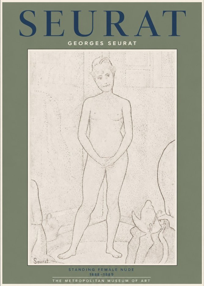 Seurat Standing Female Nude No2 - Plakat