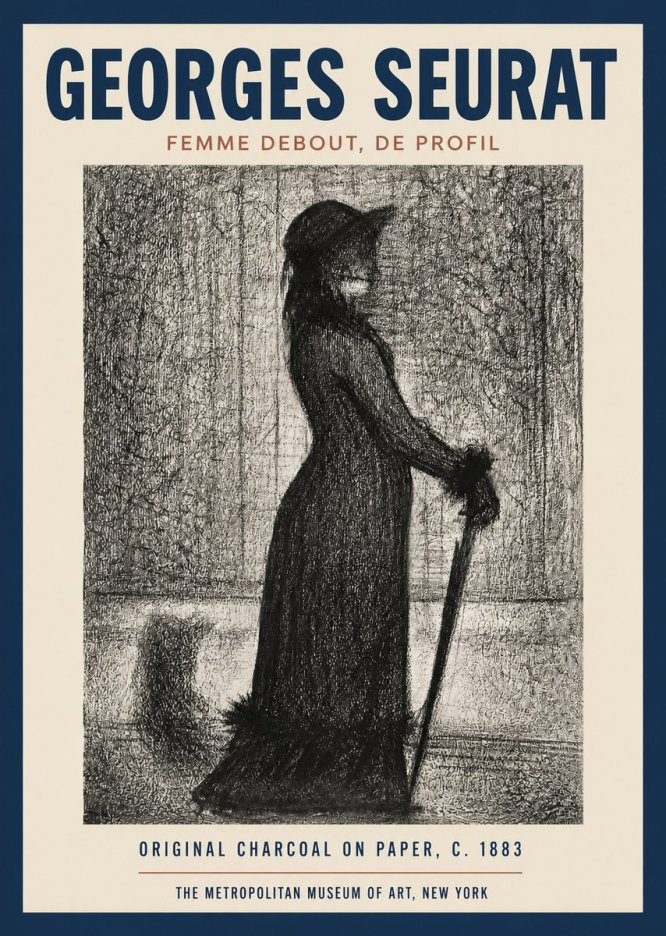 Seurat Femme Debout, De Profil No2 - Plakat
