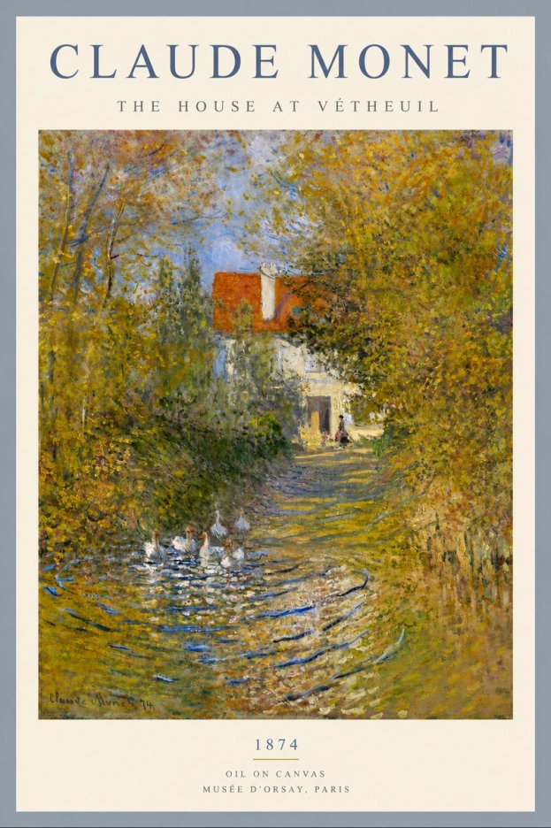 Monet The House at Vétheuil No6 - Plakat