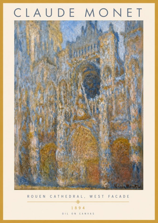 Monet Rouen Cathedral, West Facade No3 - Plakat