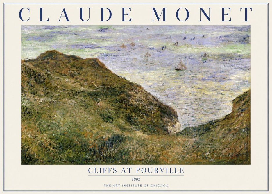 Monet Cliffs at Pourville II No3 - Plakat