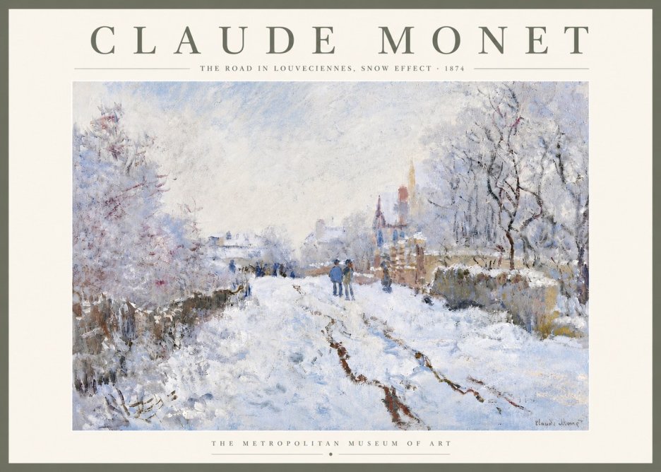 Monet The Road in Louveciennes, Snow Effect No5 - Plakat