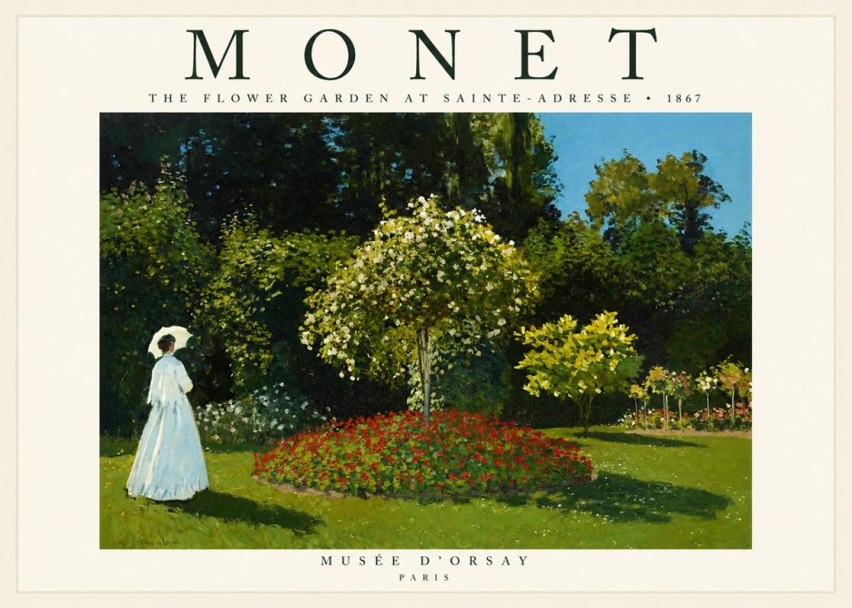 Monet The Flower Garden at Sainte-adresse No1 - Plakat