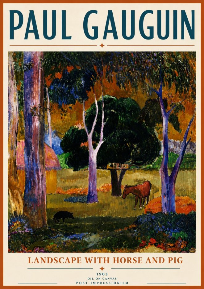 Paul Gauguin Landscape with Horse and Pig No6 - Plakat