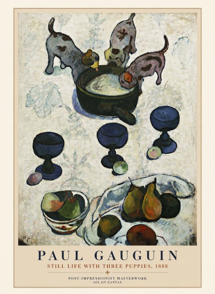 Paul Gauguin Still Life with Three Puppies, 1888 No1 - Plakat