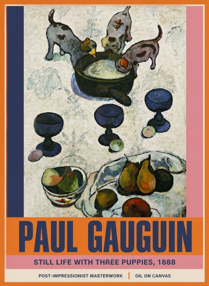 Paul Gauguin Still Life with Three Puppies, 1888 No2 - Plakat