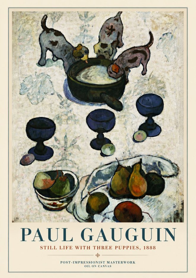Paul Gauguin Still Life with Three Puppies, 1888 No3 - Plakat