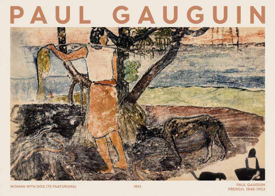 Paul Gauguin Woman with Dog (Te Faaturuma) No1 - Plakat