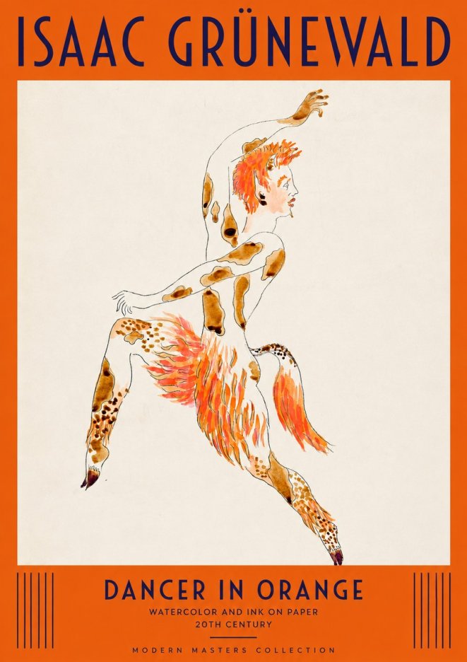Isaac Grünewald Dancer in Orange No2 - Plakat