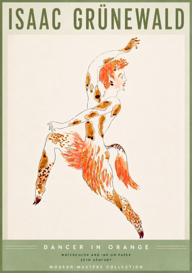 Isaac Grünewald Dancer in Orange No6 - Plakat