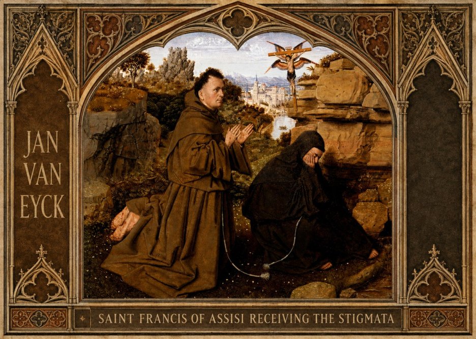 Jan van Eyck Saint Francis of Assisi Receiving the Stigmata No2 - Plakat