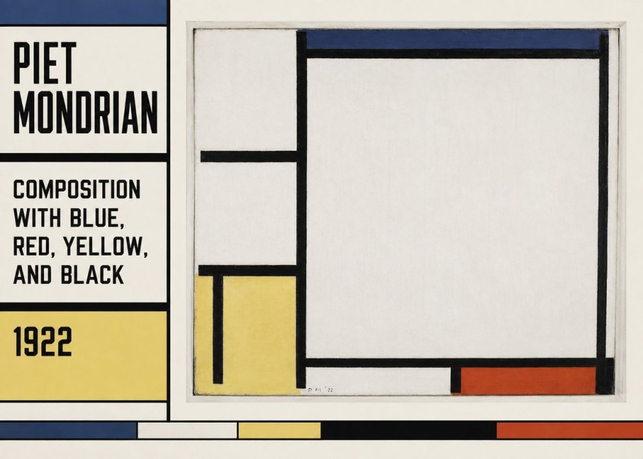 Piet Mondrian Composition with Blue, Red, Yellow, and Black No5 - Plakat