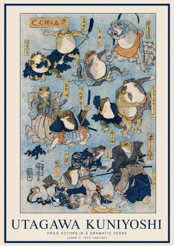 Utagawa Kuniyoshi Frog Actors in a Dramatic Scene No1 - Plakat