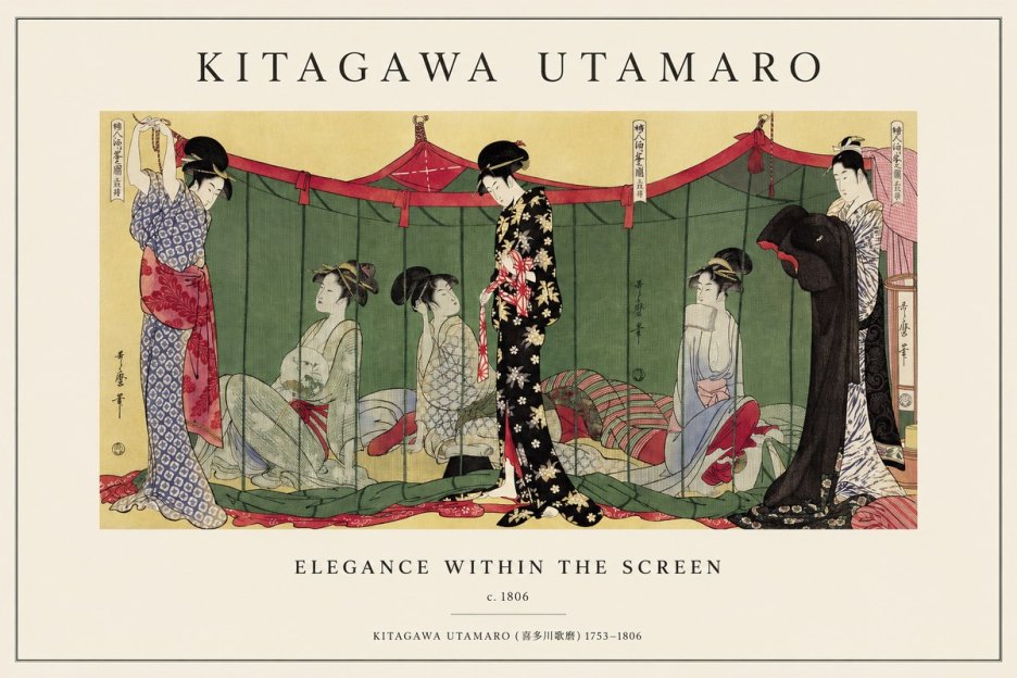 Kitagawa Utamaro Elegance Within the Screen No1 - Plakat