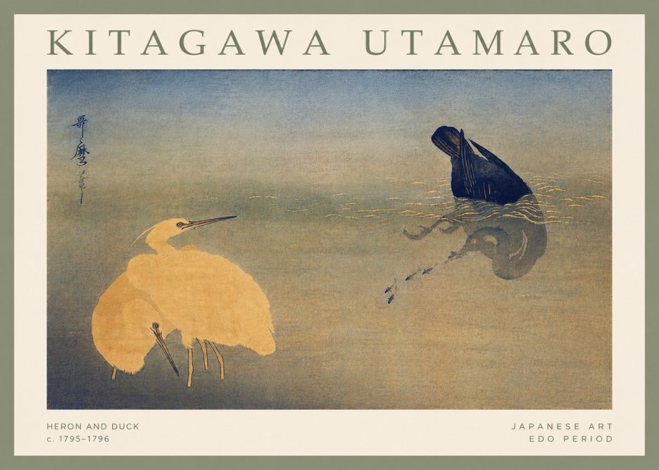 Kitagawa Utamaro Heron and Duck No4 - Plakat