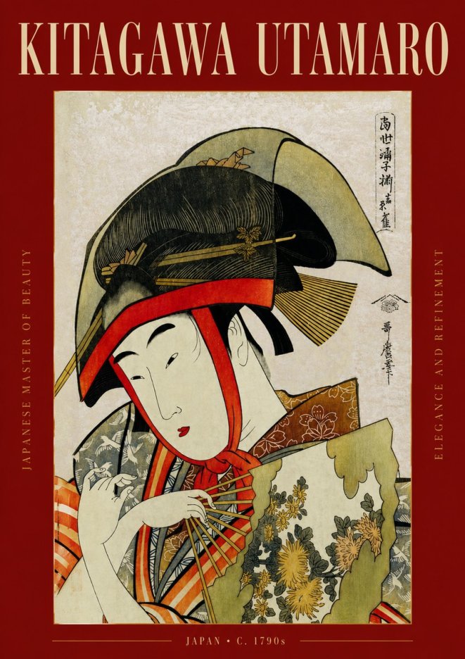 Kitagawa Utamaro Beauty with a Fan I No3 - Plakat