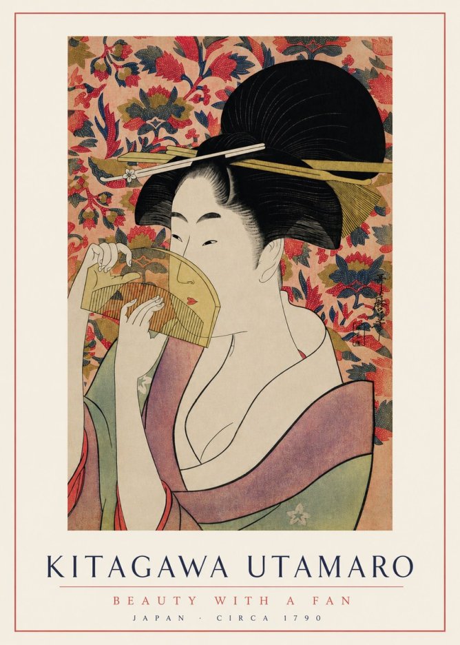 Kitagawa Utamaro Beauty with a Fan II No3 - Plakat