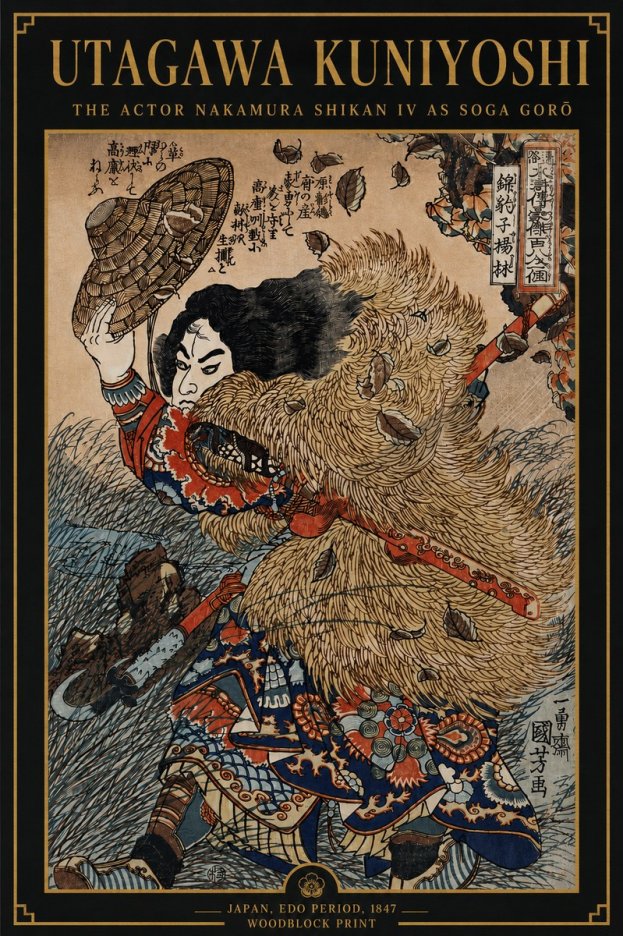 Utagawa Kuniyoshi The Actor Nakamura Shikan Iv as Soga Gorō No4 - Plakat