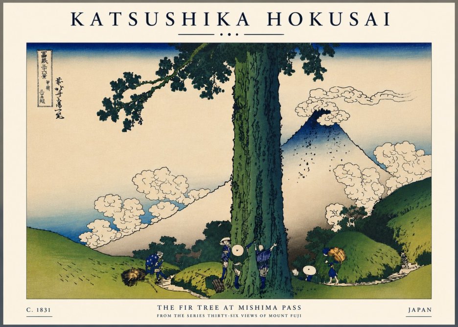 Katsushika Hokusai The Fir Tree at Mishima Pass No7 - Plakat
