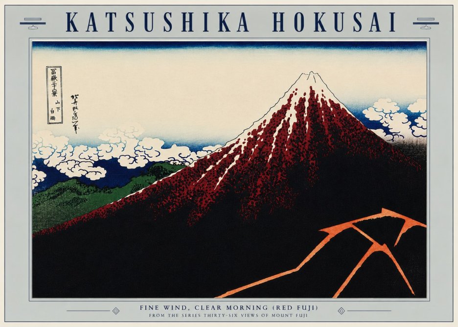 Katsushika Hokusai Fine Wind, Clear Morning (Red Fuji) II No5 - Plakat