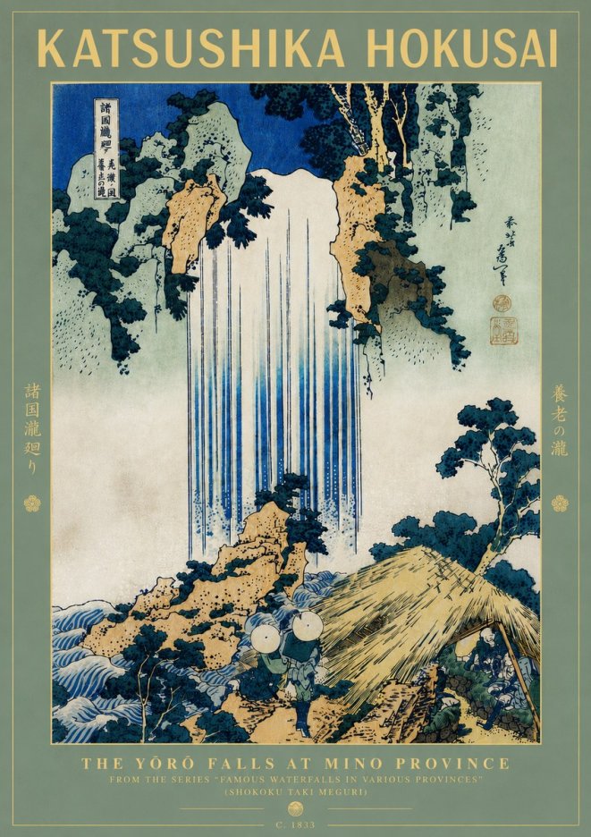 Katsushika Hokusai The Yōrō Falls at Mino Province No6 - Plakat