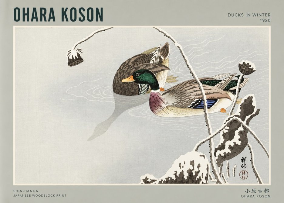 Ohara Koson Ducks in Winter No3 - Plakat