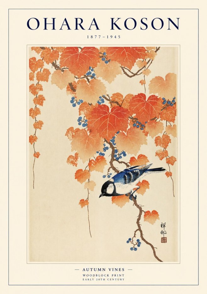 Ohara Koson Autumn Vines No1 - Plakat