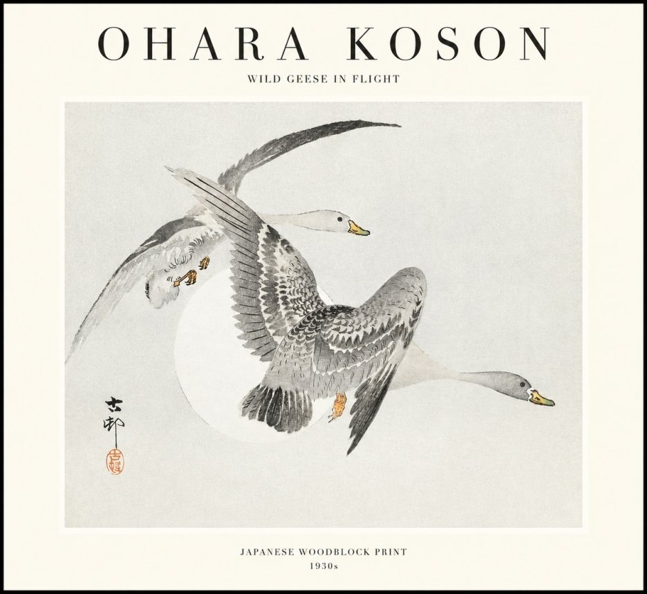 Ohara Koson Wild Geese in Flight I No1 - Plakat