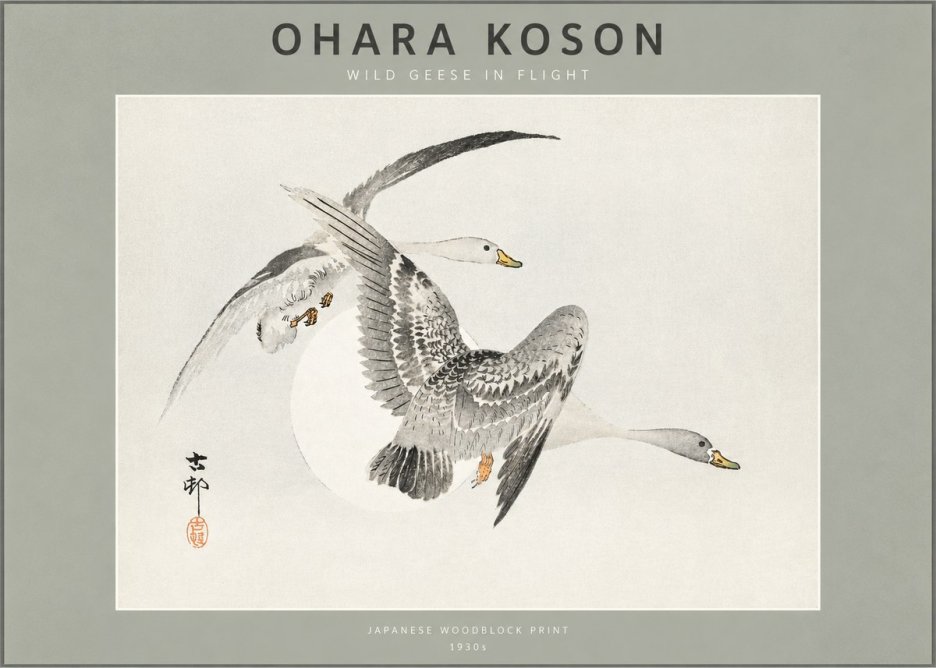 Ohara Koson Wild Geese in Flight I No2 - Plakat